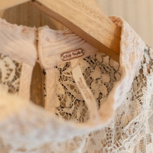 Free People | Pink Boho Cut Out Lace Midi Dress - Picture 4 of 4